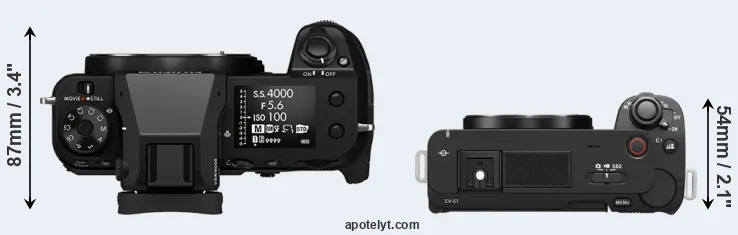 Compare GFX 50S II versus ZV-E1 top