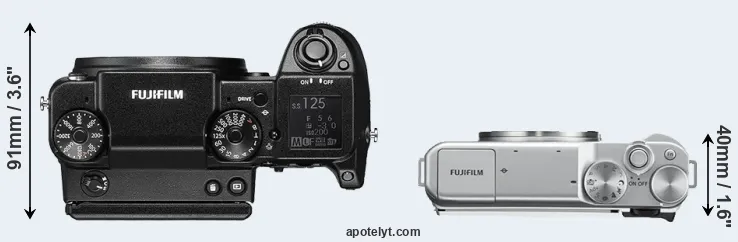 Compare GFX 50S versus X-A10 top