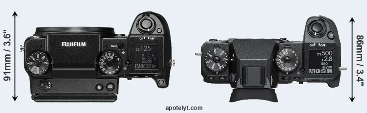Compare GFX 50S versus X-H1 top