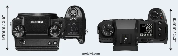 Compare GFX 50S versus X-H2S top