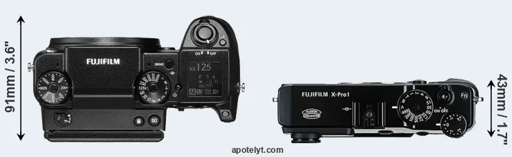 Compare GFX 50S versus X-Pro1 top