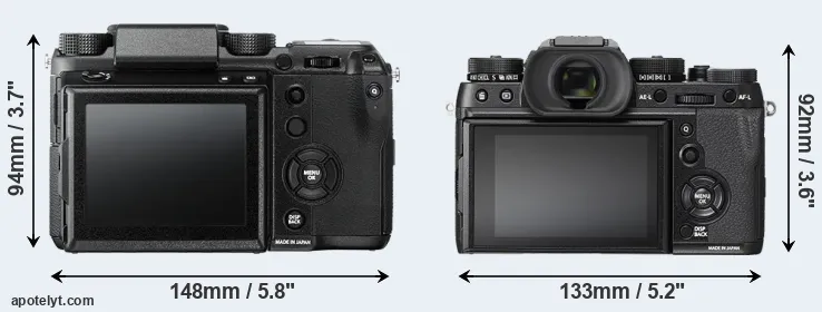Comparison GFX 50S or X-T2 rear