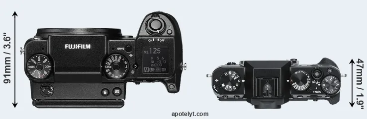 Compare GFX 50S versus X-T30 top