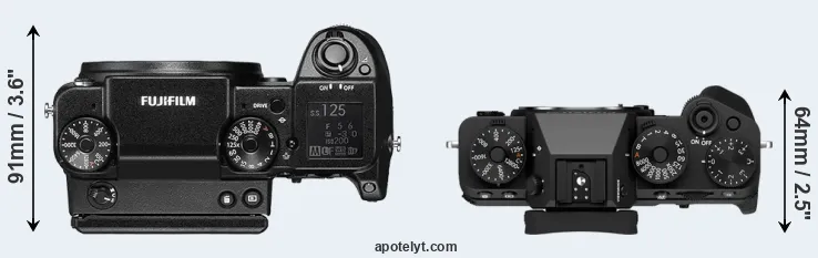Compare GFX 50S versus X-T5 top