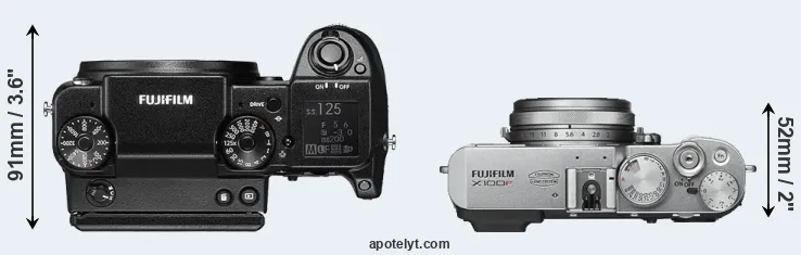 Compare GFX 50S versus X100F top