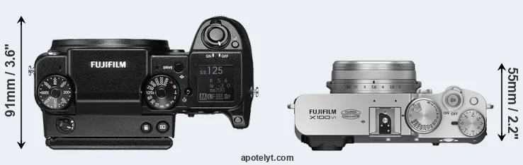 Compare GFX 50S versus X100VI top