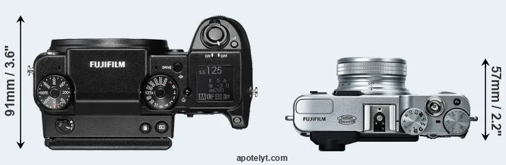 Compare GFX 50S versus X20 top