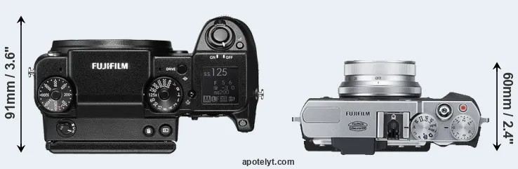 Compare GFX 50S versus X30 top