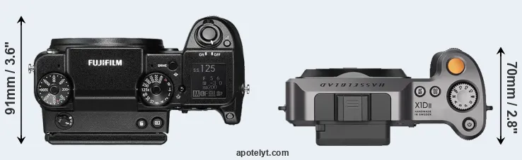 Compare GFX 50S versus X1D II top
