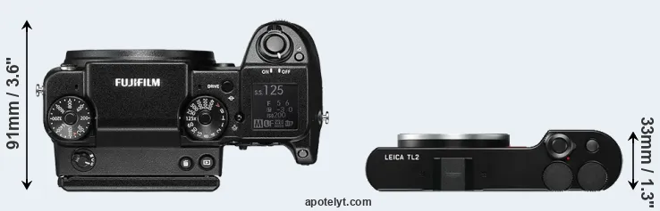 Compare GFX 50S versus TL2 top