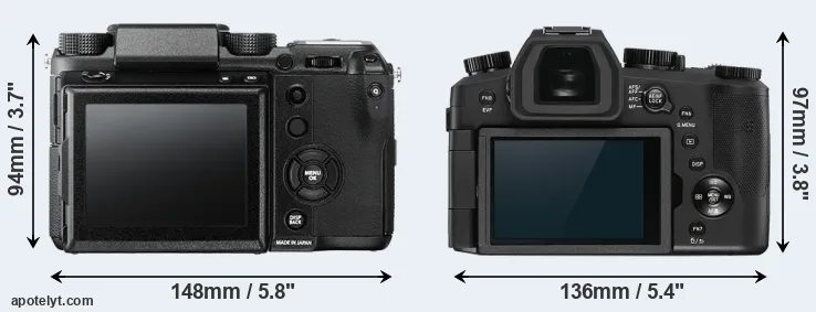 Comparison GFX 50S or V-LUX 5 rear