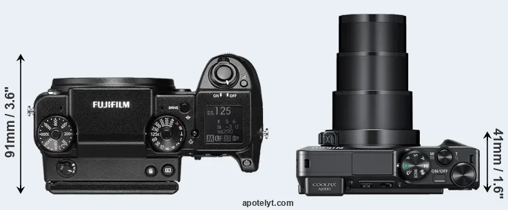 Compare GFX 50S versus A1000 top