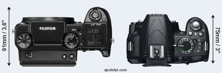 Compare GFX 50S versus D3100 top