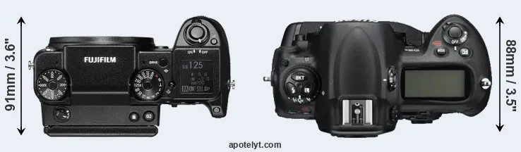 Compare GFX 50S versus D3S top