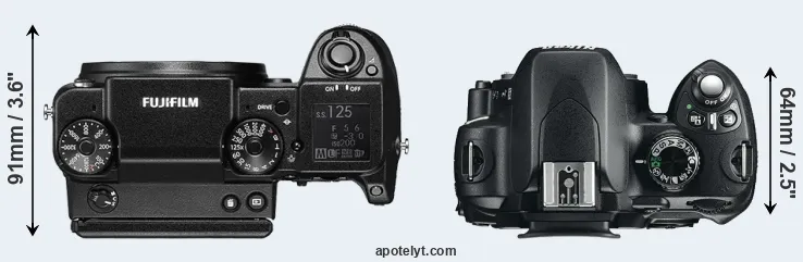 Compare GFX 50S versus D60 top