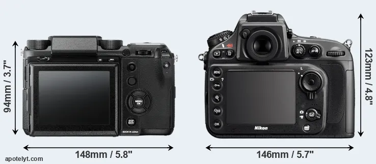 Comparison GFX 50S or D800 rear