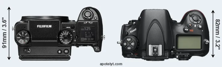 Compare GFX 50S versus D800E top