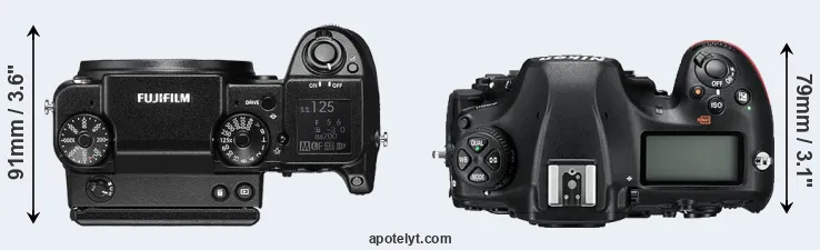 Compare GFX 50S versus D850 top