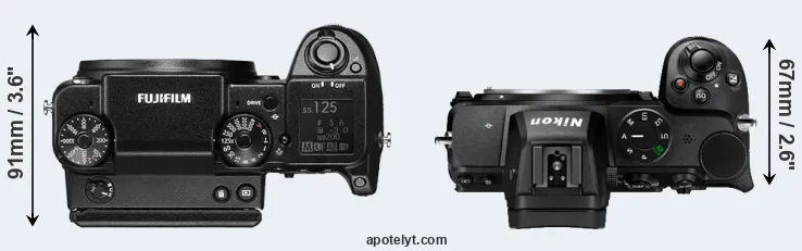 Compare GFX 50S versus Z5 top