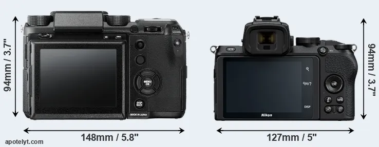 Comparison GFX 50S or Z50 rear