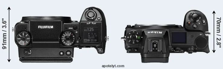 Compare GFX 50S versus Z6 II top