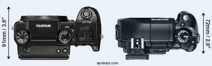 Compare GFX 50S versus E-330 top