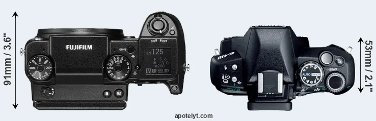 Compare GFX 50S versus E-410 top