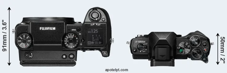 Compare GFX 50S versus E-M10 III top
