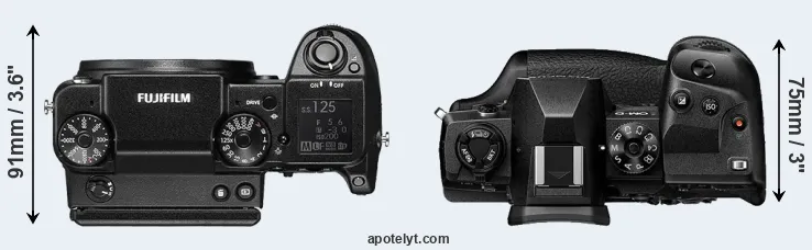Compare GFX 50S versus E-M1X top