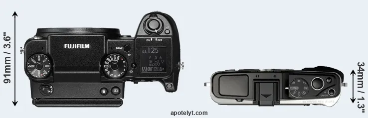 Compare GFX 50S versus E-P3 top