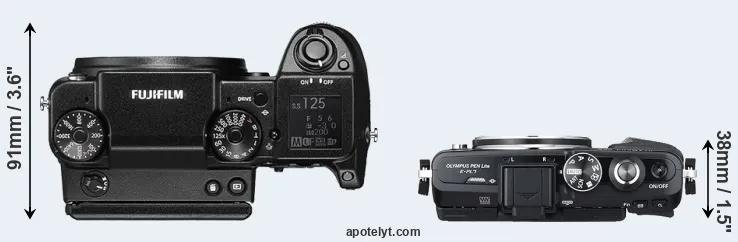 Compare GFX 50S versus E-PL7 top