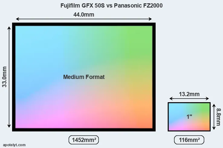 Fujifilm GFX 50S and Panasonic FZ2000 sensor measures