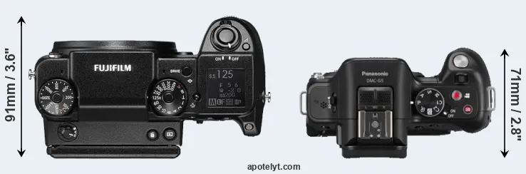 Compare GFX 50S versus G5 top