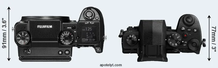 Compare GFX 50S versus G95 top