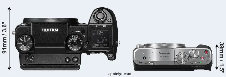 Compare GFX 50S versus GF6 top