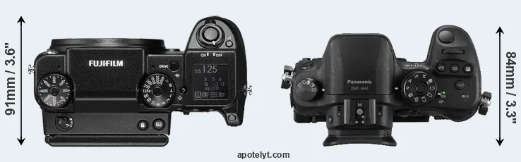 Compare GFX 50S versus GH4 top