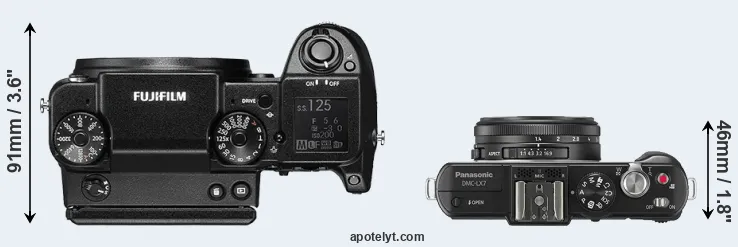 Compare GFX 50S versus LX7 top