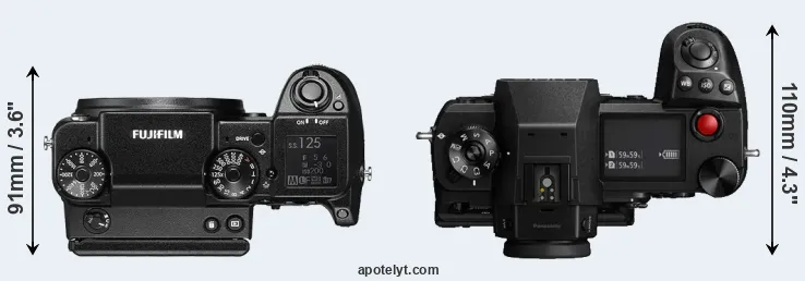 Compare GFX 50S versus S1H top