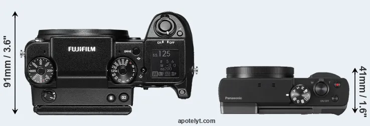 Compare GFX 50S versus ZS70 top