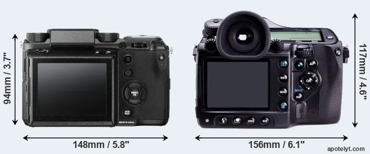 Comparison GFX 50S or 645D rear