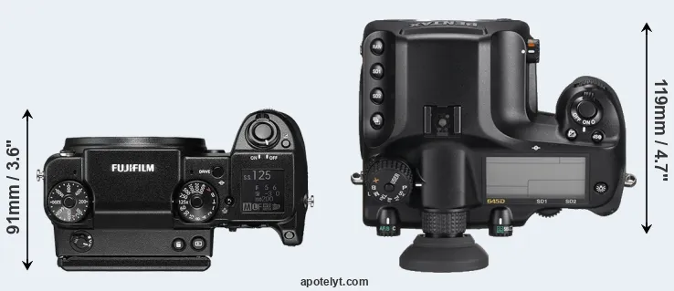 Compare GFX 50S versus 645D top