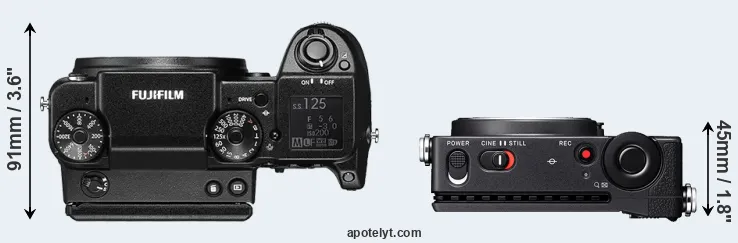 Compare GFX 50S versus fp L top