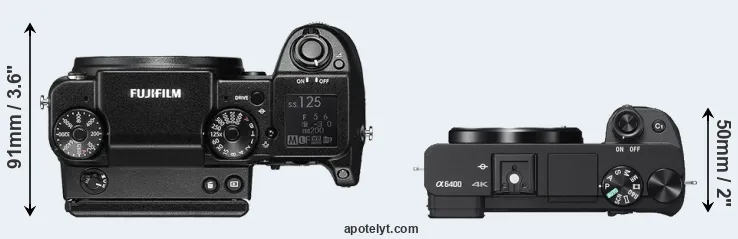 Compare GFX 50S versus A6400 top