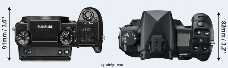 Compare GFX 50S versus A850 top
