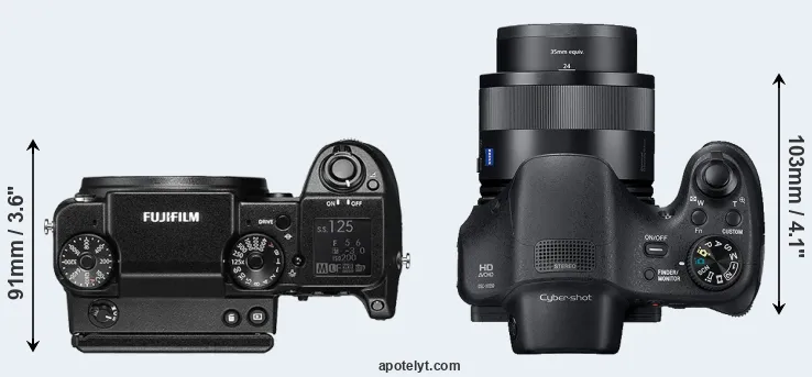 Compare GFX 50S versus HX350 top