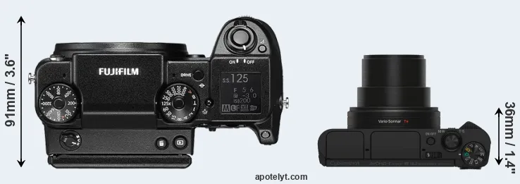 Compare GFX 50S versus HX80 top