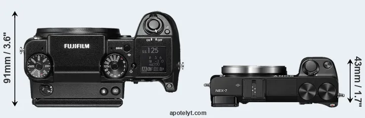 Compare GFX 50S versus NEX-7 top