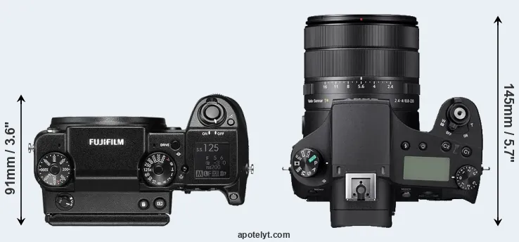 Compare GFX 50S versus RX10 IV top