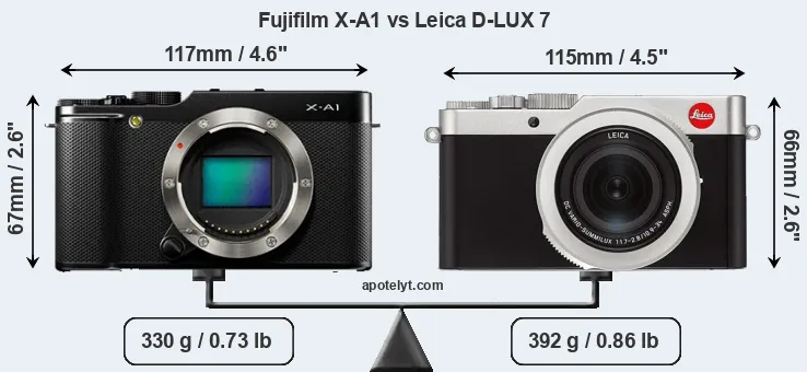 Size Fujifilm X-A1 vs Leica D-LUX 7