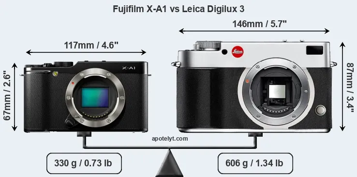 Size Fujifilm X-A1 vs Leica Digilux 3